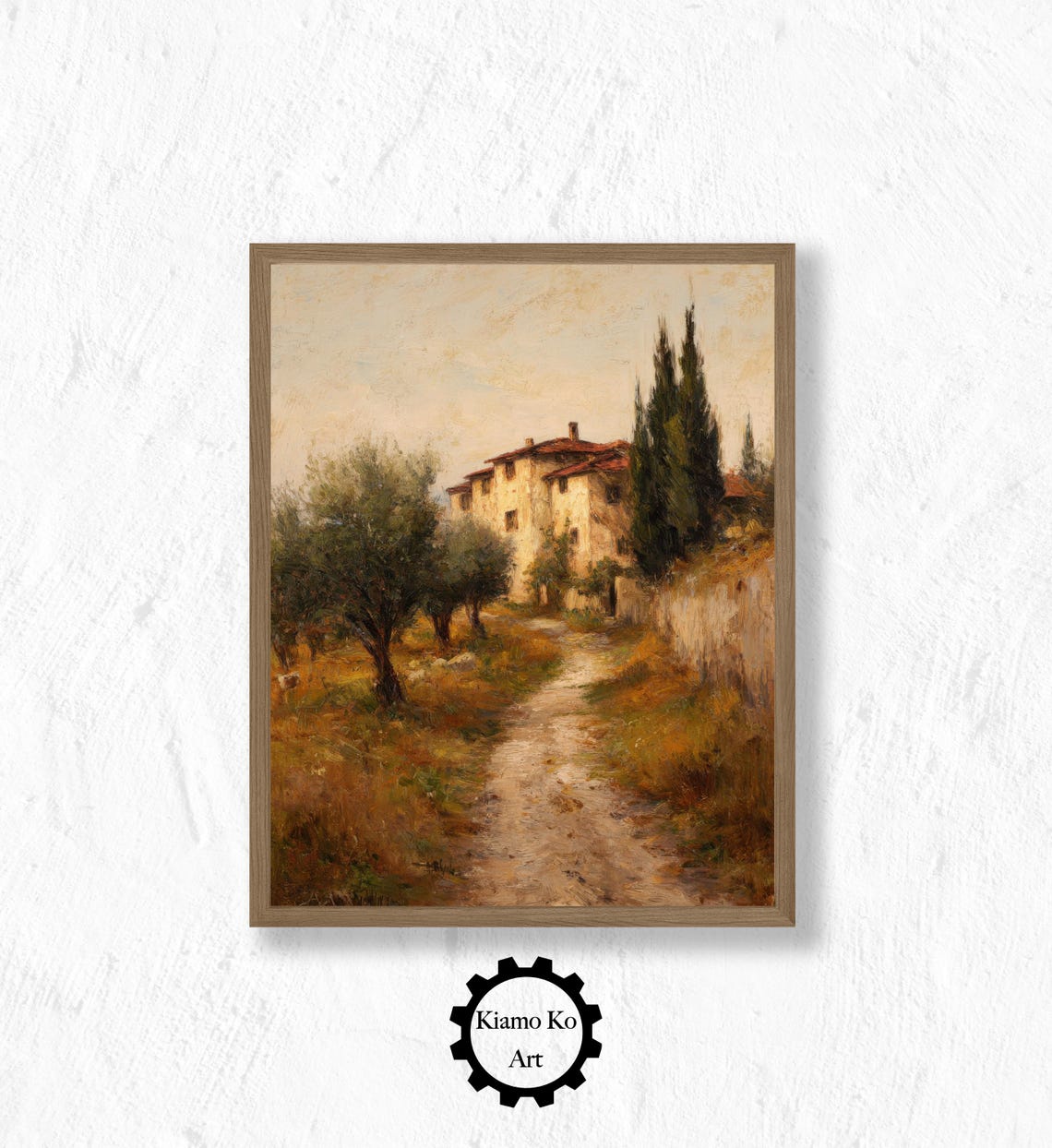 Sunlit Italian Villa On A Winding Dirt Road With Cypress Trees Poster