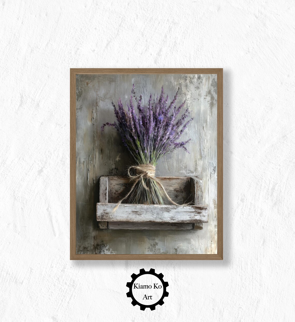 White Ceramic Vase With Lavender Sprigs Soft Pastel Floral Wall Art