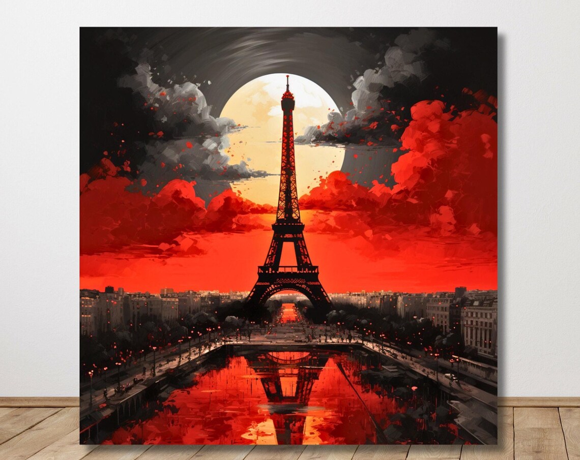 Paris Eiffel Tower Sunset Cityscape Art Print