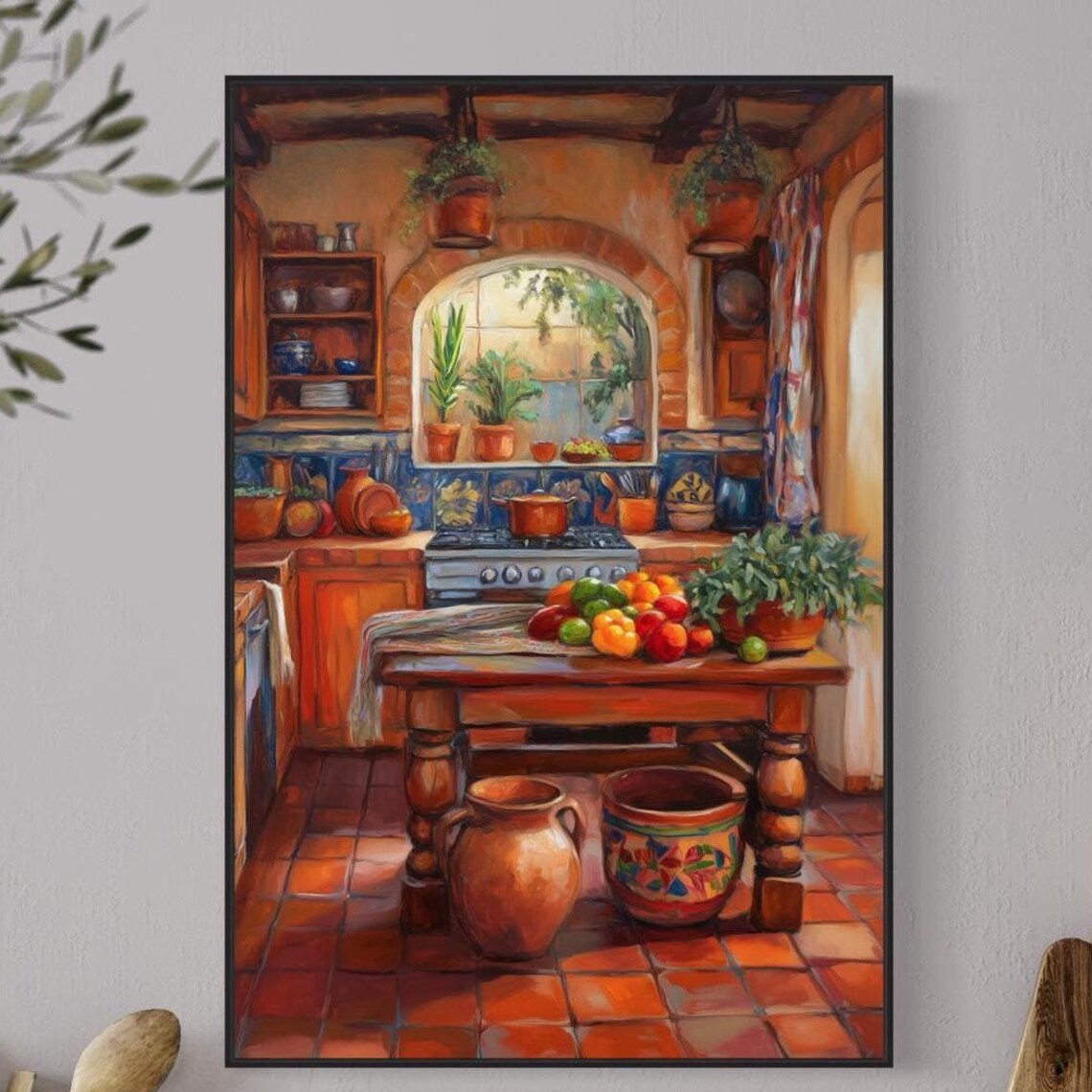 Mexican Kitchen Rustic Wall Decor, Spanish Style Art Print