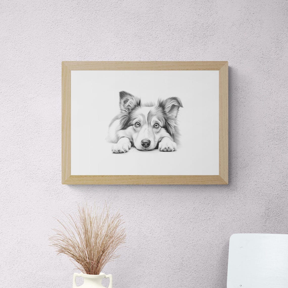 Shetland Sheepdog Puppy Mini Collie Puppy Pencil Sketch Portrait Print - Image 2