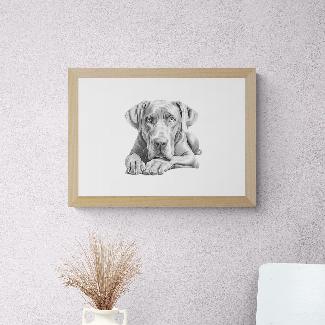Great Dane Dog Gentle Eyes Sketch Lying Down Vintage Dog Poster - Image 2
