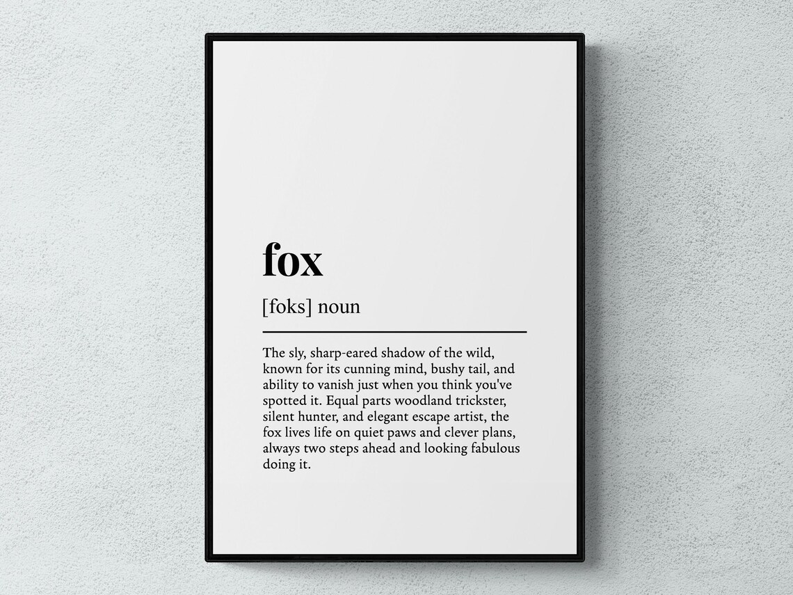 Fox Funny Definition Art Print, Animal Humor