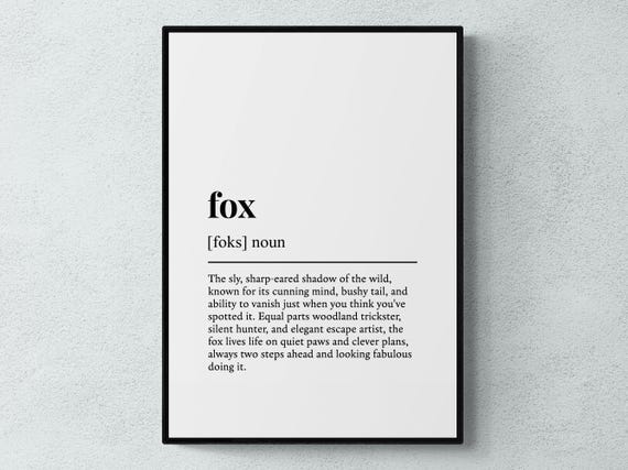 Fox Funny Definition Art Print, Animal Humor