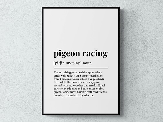 Pigeon Racing Funny Definition Hobby Art Print