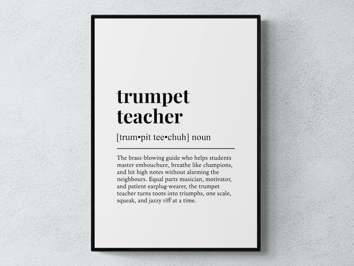 Trumpet Teacher Funny Dictionary Definition Brass Music Gift Poster
