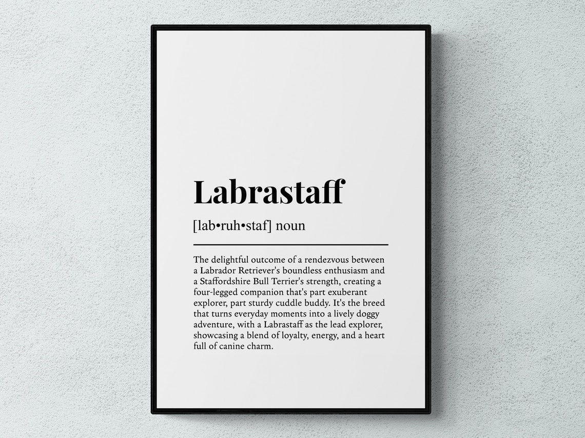 Labrastaff Funny Dictionary Definition Crossbreed Dog Lover Poster