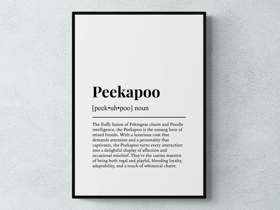 Peekapoo Funny Dictionary Definition Minimalist Typography Poster