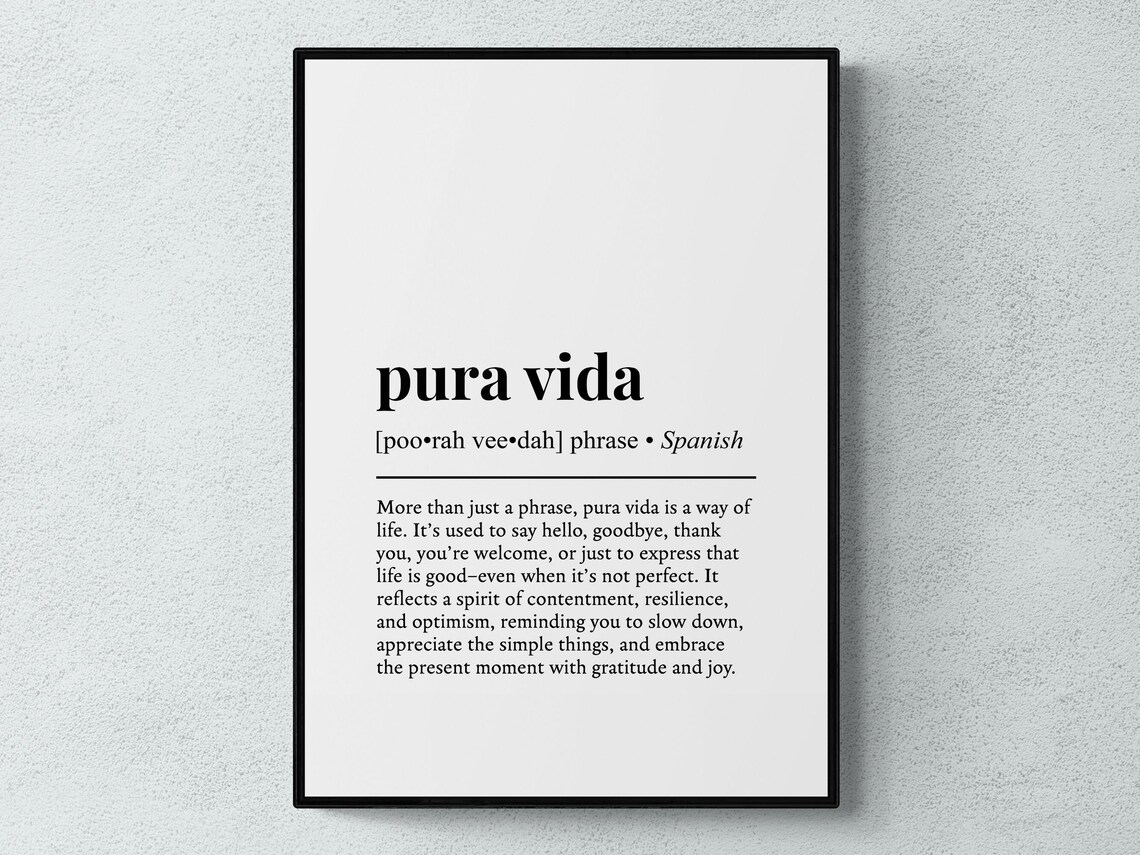 Pura Vida Spanish Definition Spain Travel Poster