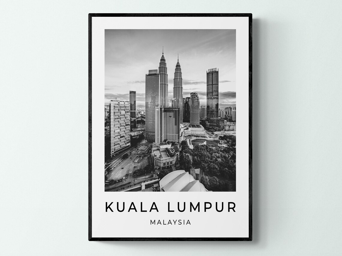 Kuala Lumpur Malaysia Petronas Towers Skyline Monochrome Poster
