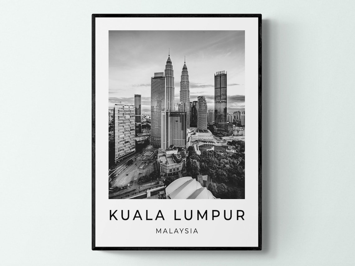 Kuala Lumpur Malaysia Petronas Twin Towers Skyline Monochrome Poster