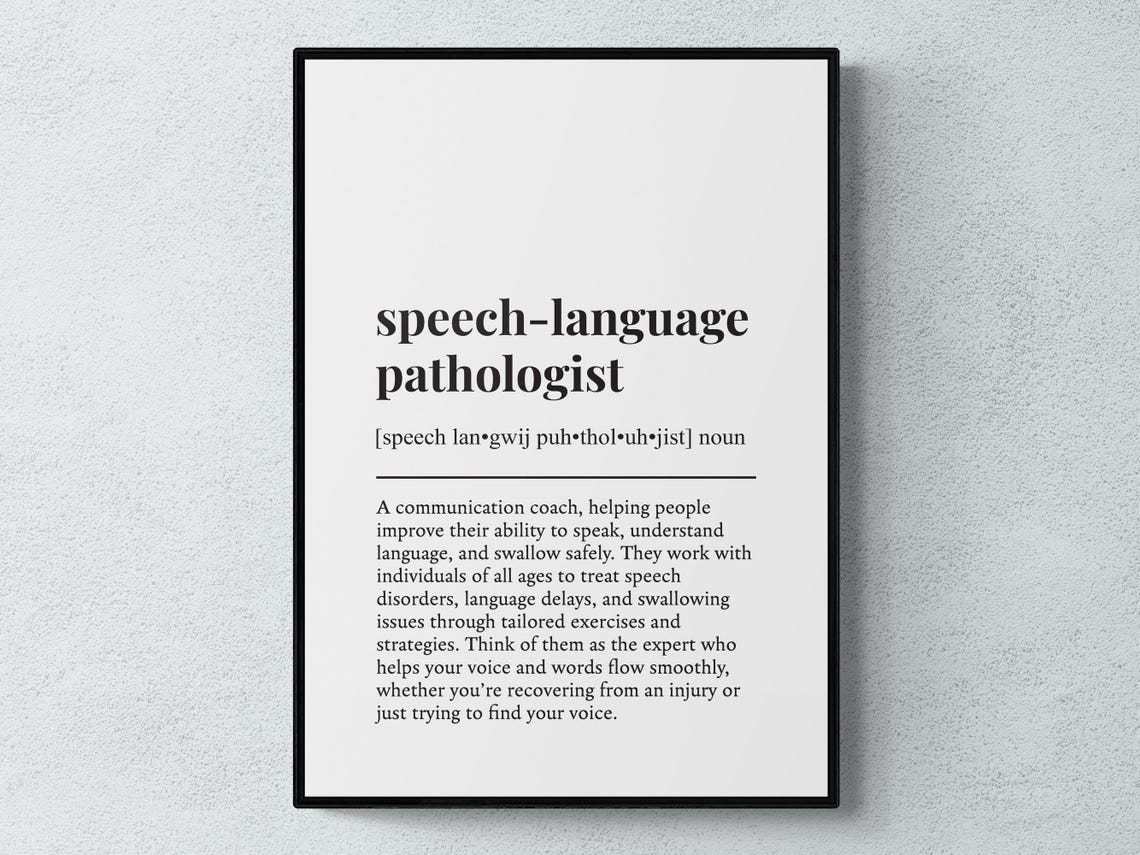 Speech Language Pathologist Dictionary Definition Print Funny Gift