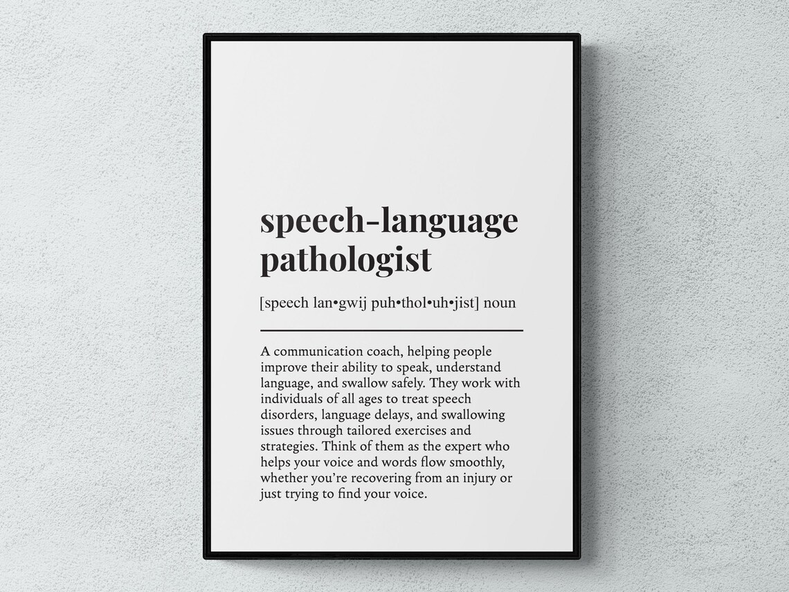 Speech Language Pathologist Funny Definition Job Work Gift Wall Art Print