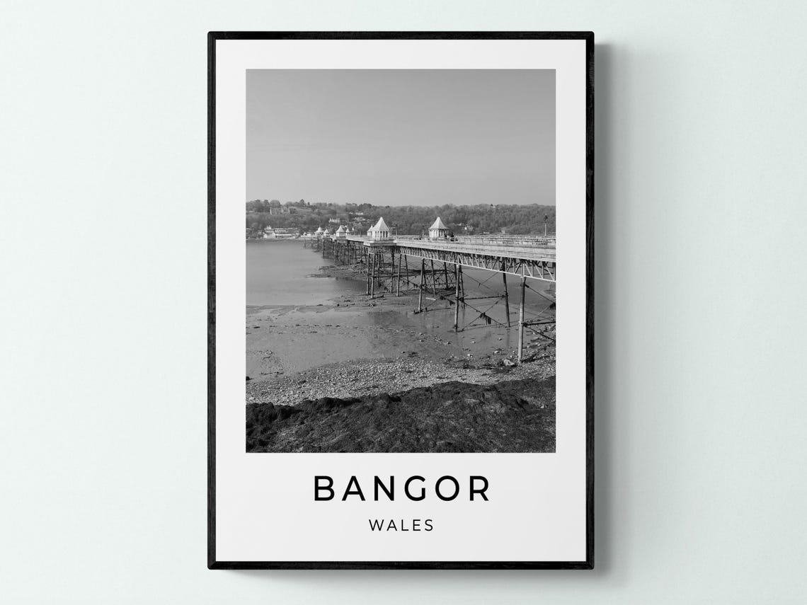Bangor Wales Victorian Pier Over The Water At Low Tide View Poster