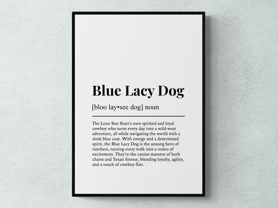 Blue Lacy Dog Funny Definition Wall Art Print