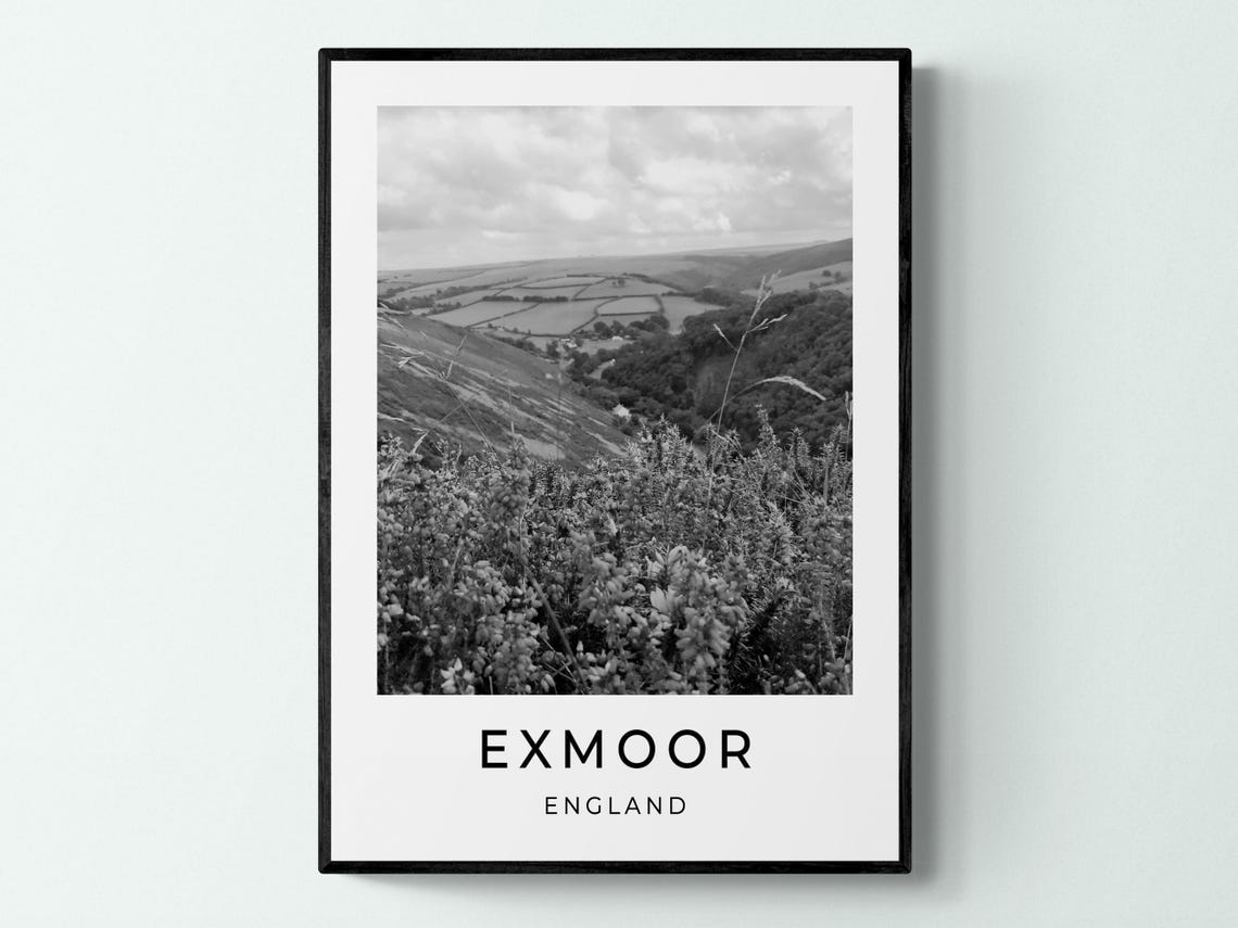 Exmoor England Patchwork Fields Wooded Combe Heather Hillside Poster