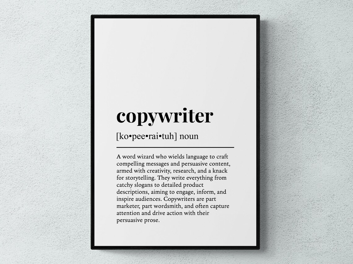 Copywriter Funny Definition Job Work Gift Wall Art Print