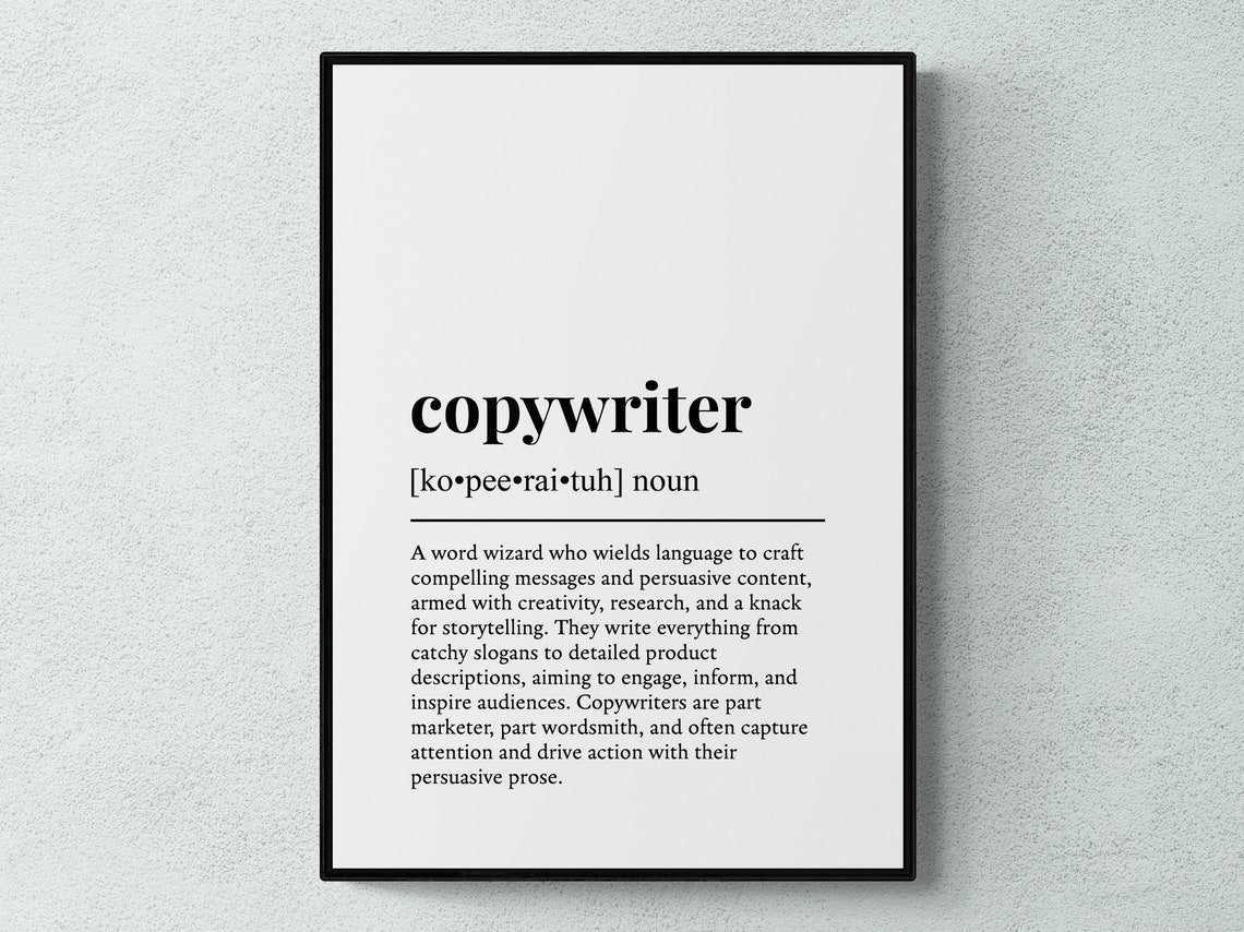 Copywriter Job Funny Dictionary Definition Black White Poster