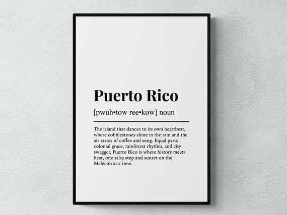 Puerto Rico Dictionary Definition Typography Minimalist Art Print