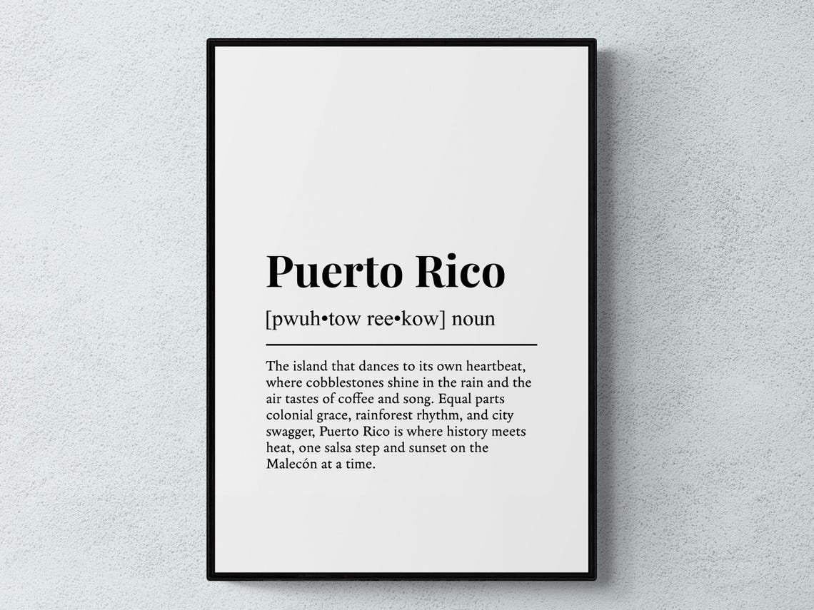 Puerto Rico Dictionary Definition Typography Minimalist Art Print