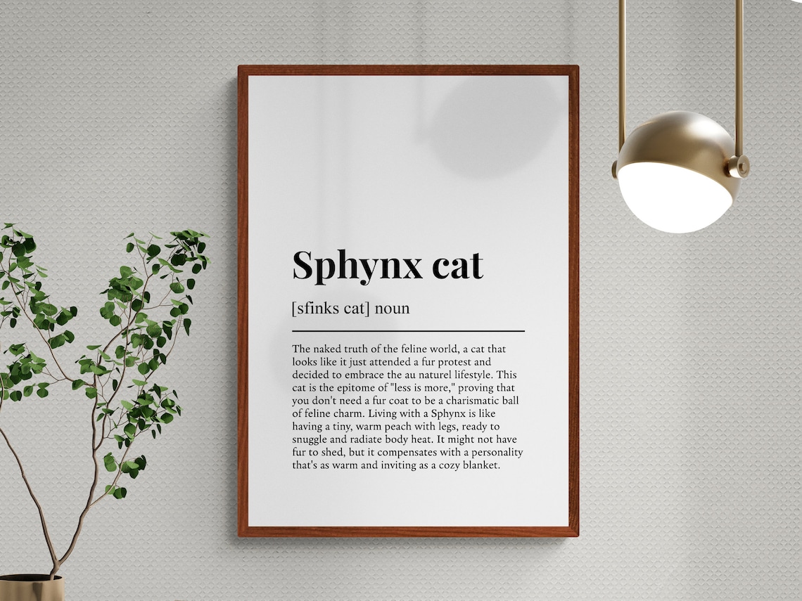 Sphynx Cat Funny Definition Wall Poster Print - Image 3