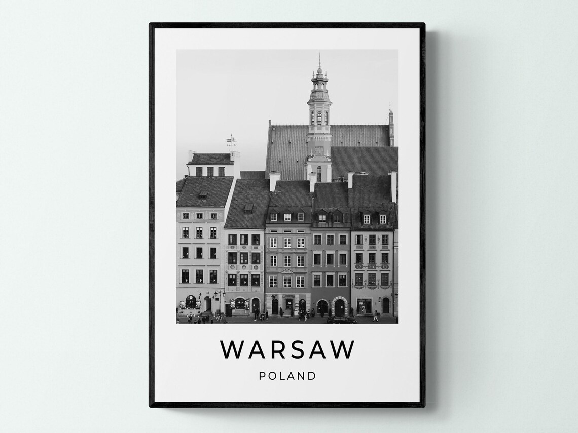 Warsaw Poland Old Town Castle Square Historic Row Houses Travel Poster