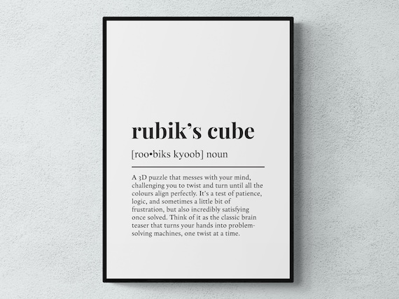 Rubiks Cube Funny Definition Hobby Gift Wall Art Print