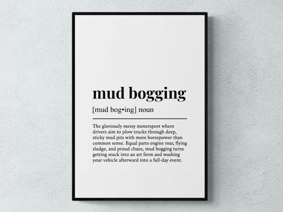 Mud Bogging Funny Definition Sport Gift Wall Art Print