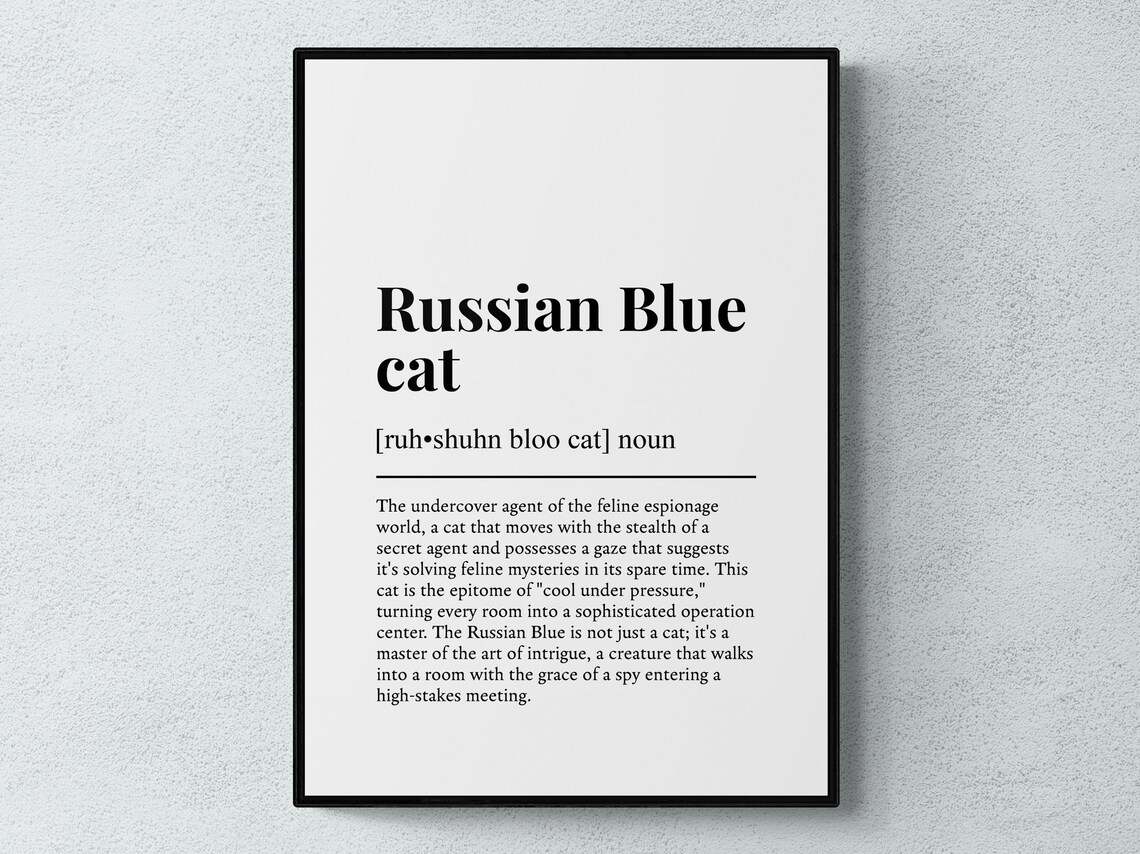 Russian Blue Cat Funny Definition Art Print