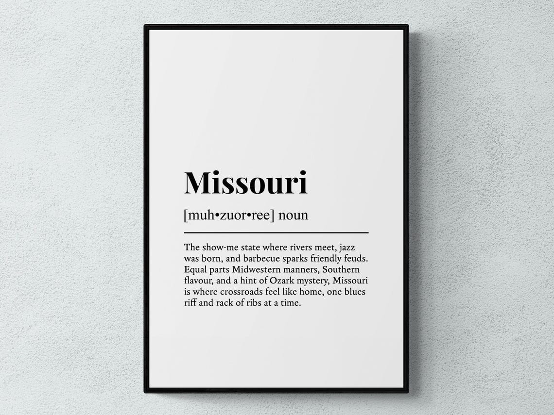 Missouri Show Me State Dictionary Definition Funny Travel Wall Poster