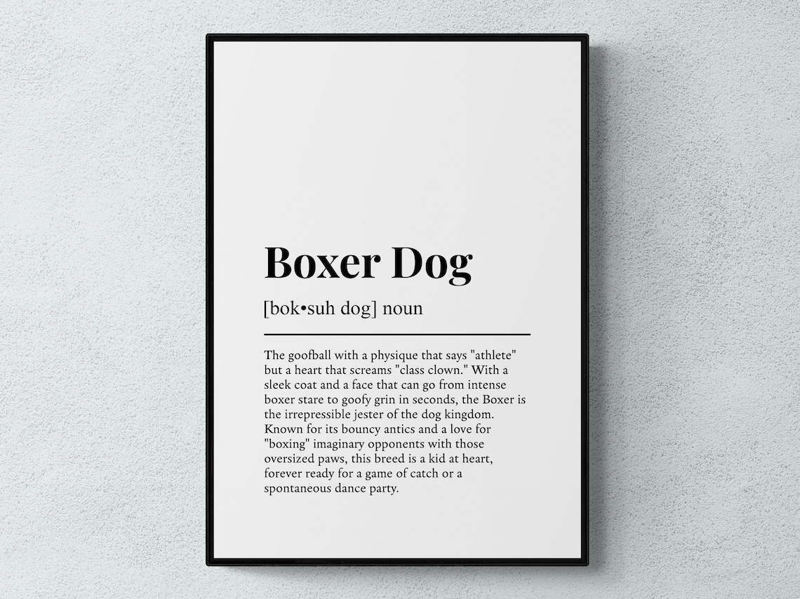 Boxer Dog Funny Definition Art Print, Dog Lover