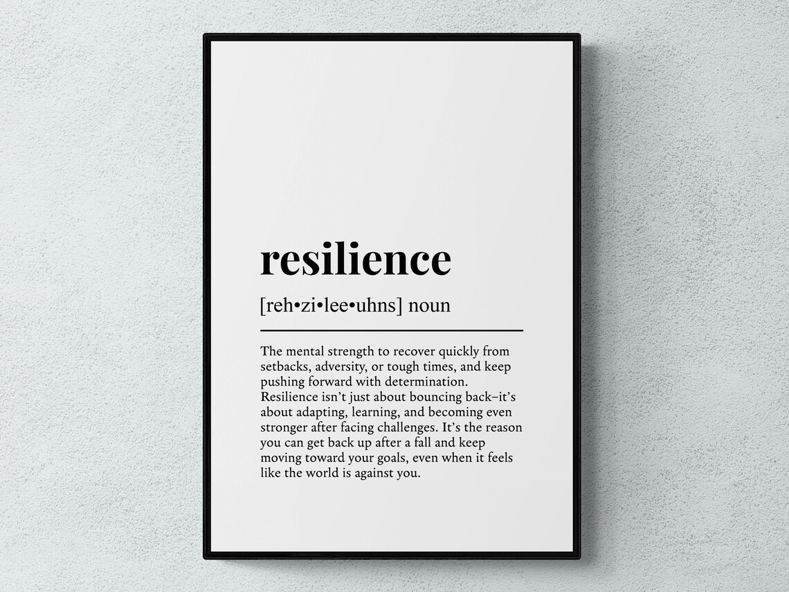 Resilience Definition Art Print, Motivational Decor