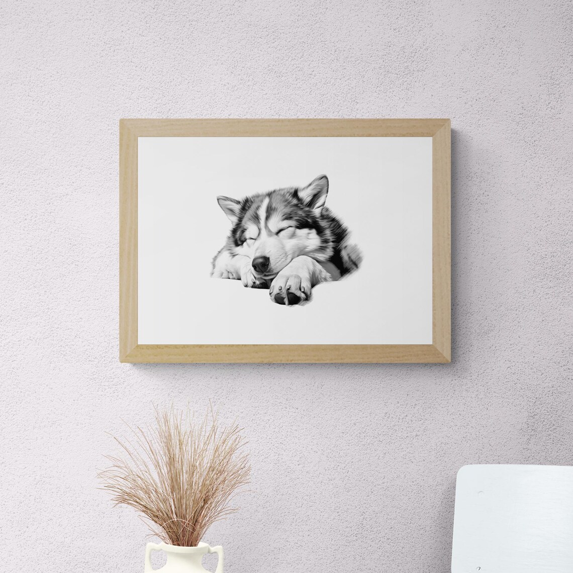 Sleeping Alaskan Malamute Vintage Dog Sketch Art Print - Image 2