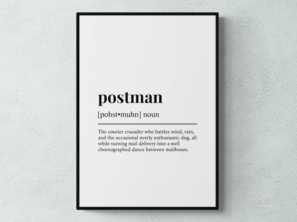 Postman Funny Definition Job Work Gift Wall Art Print