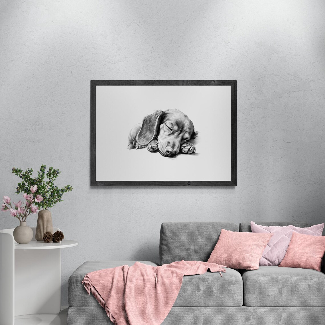 Sleeping Dachshund Vintage Dog Sketch Art Print - Image 3