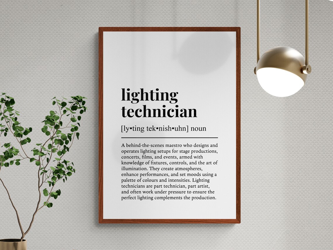 Lighting Technician Funny Definition Job Work Gift Wall Art Print - Image 3