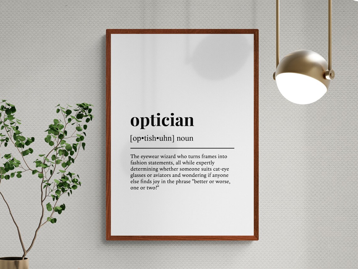 Optician Funny Definition Job Work Gift Wall Art Print - Image 3