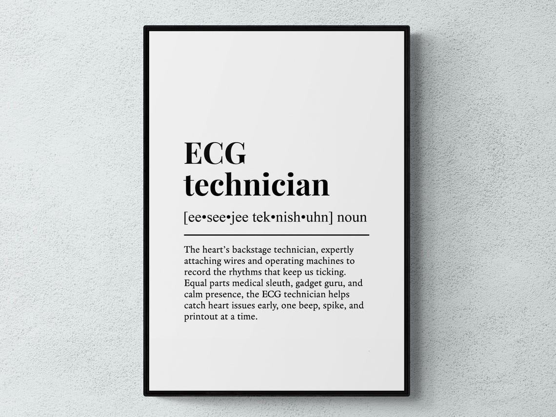 Ecg Technician Funny Definition Job Work Gift Wall Art Print