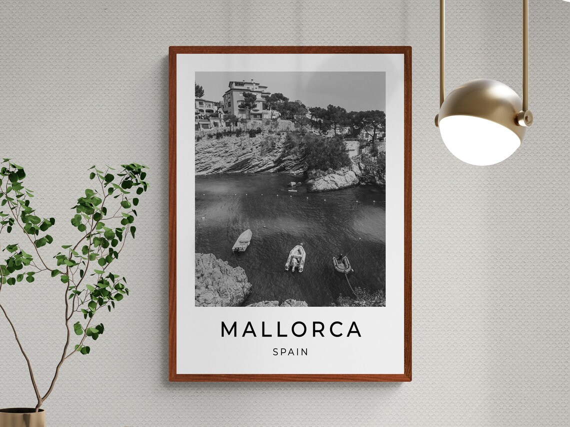 Mallorca Travel Poster, Black And White Monochrome - Image 3