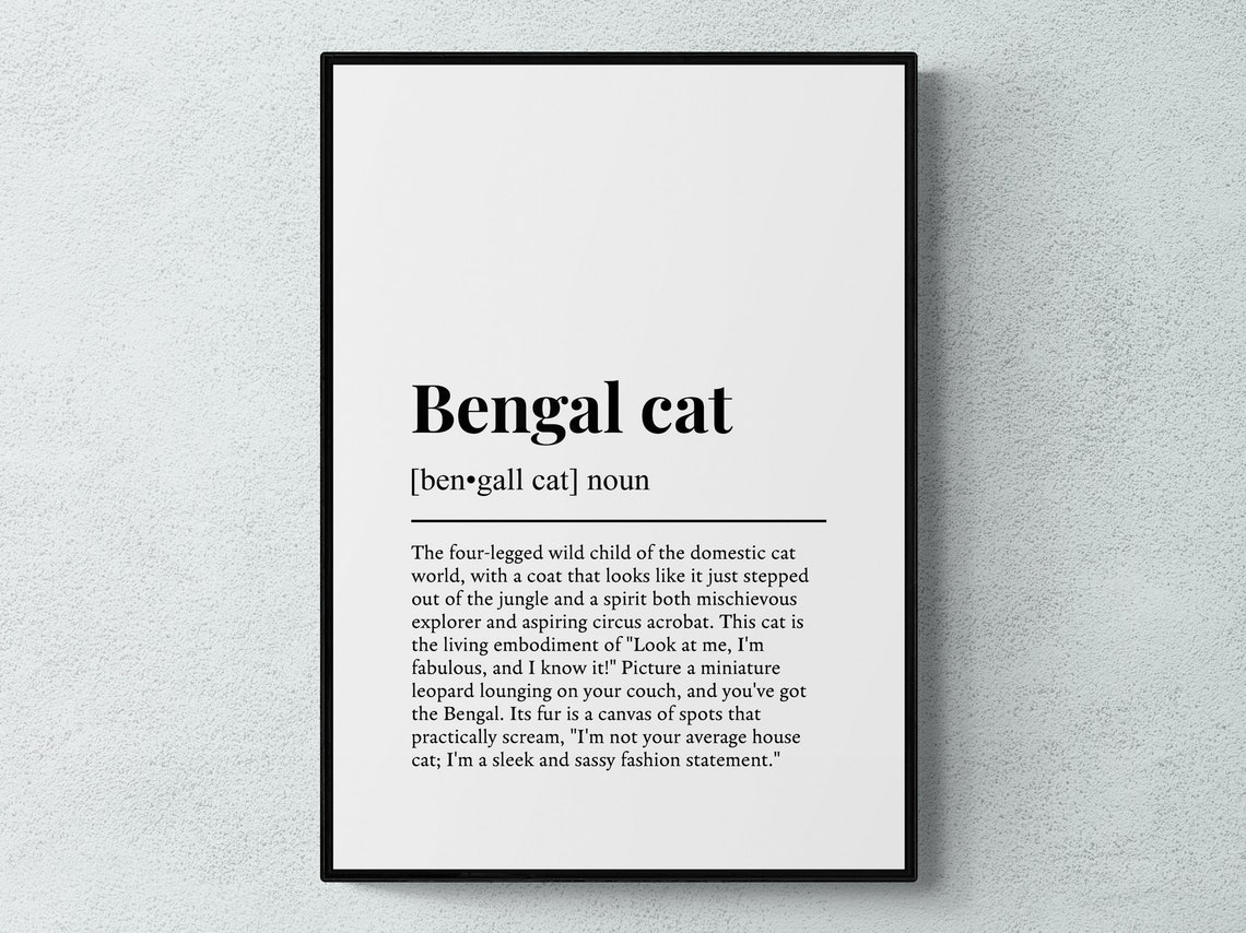 Bengal Cat Funny Definition Art Print