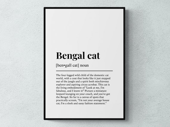 Bengal Cat Funny Definition Art Print