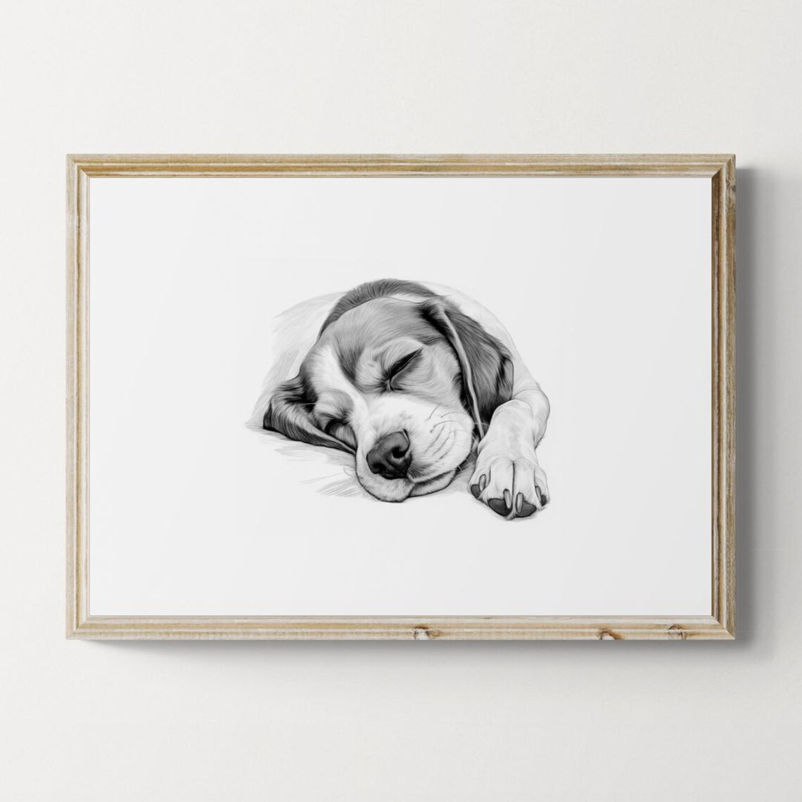 Sleeping Beagle Vintage Print, Farmhouse Dog Decor