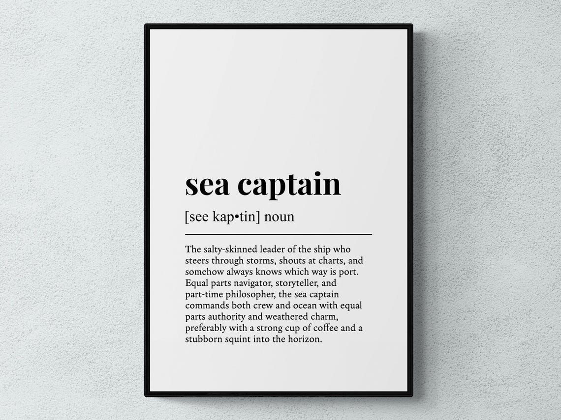 Sea Captain Dictionary Definition Nautical Sailing Gift Poster