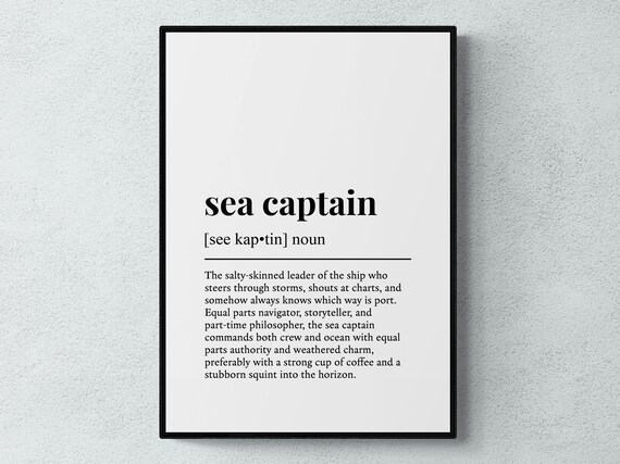 Sea Captain Funny Definition Job Work Gift Wall Art Print