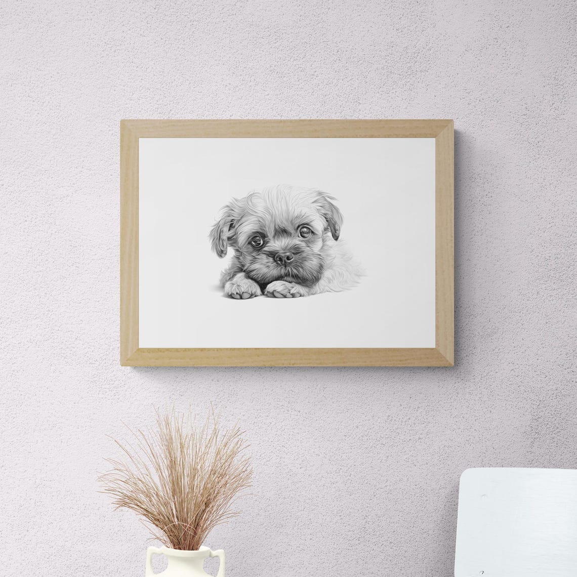 Brussels Griffon Small Puppy Sketch Lying Down Vintage Dog Poster - Image 2