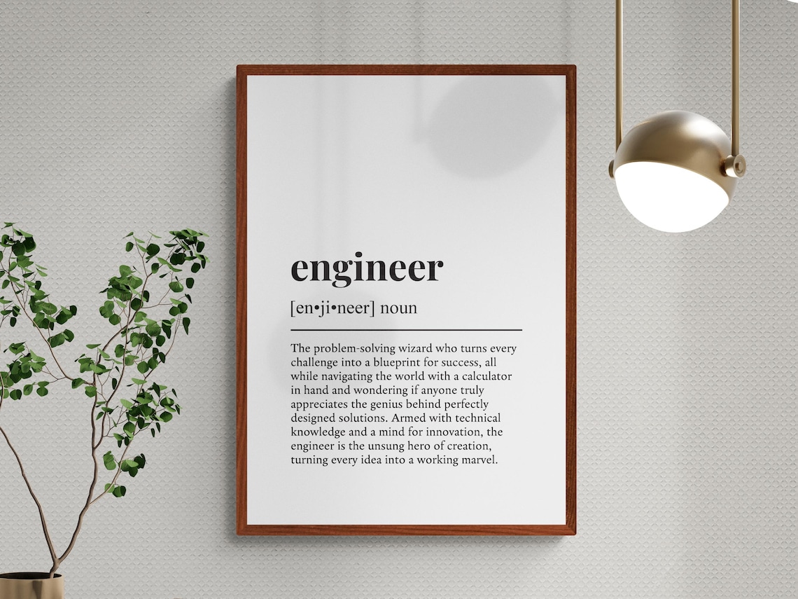 Engineer Funny Definition Typography Wall Art Print - Image 3