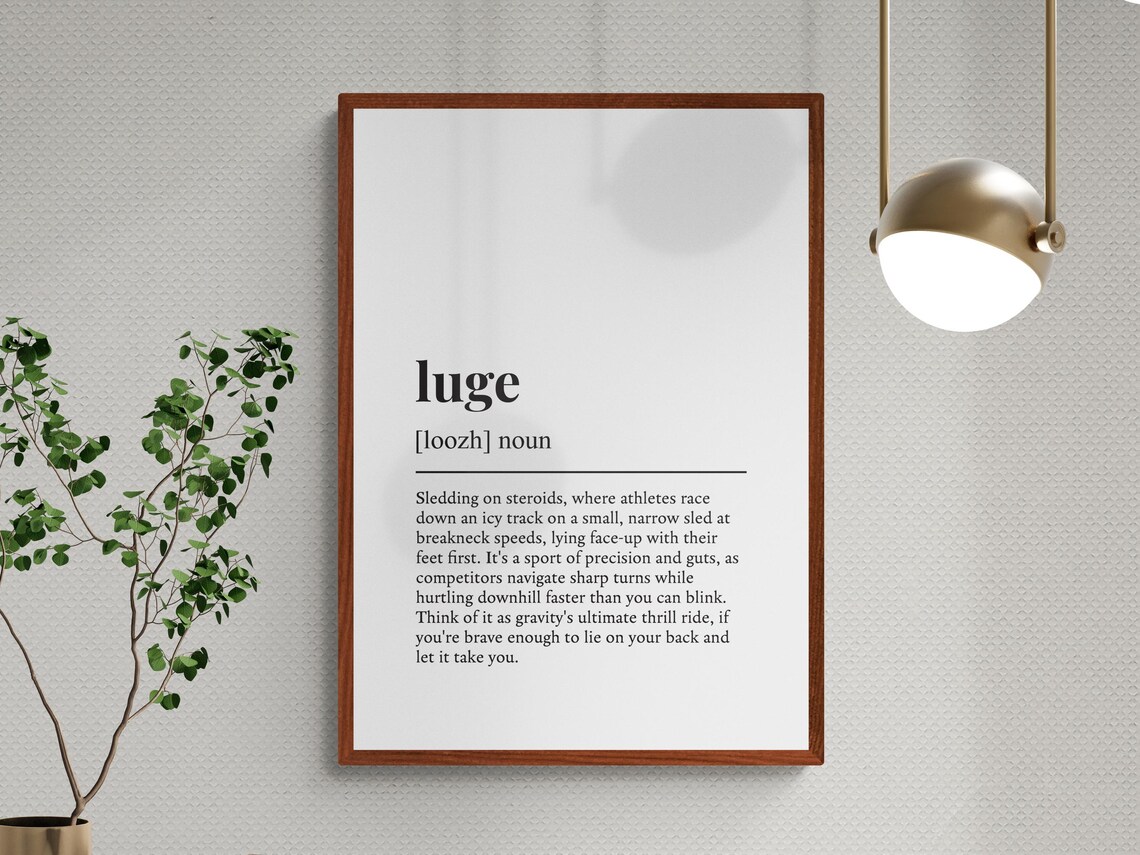 Luge Funny Definition Sport Gift Wall Art Print - Image 3