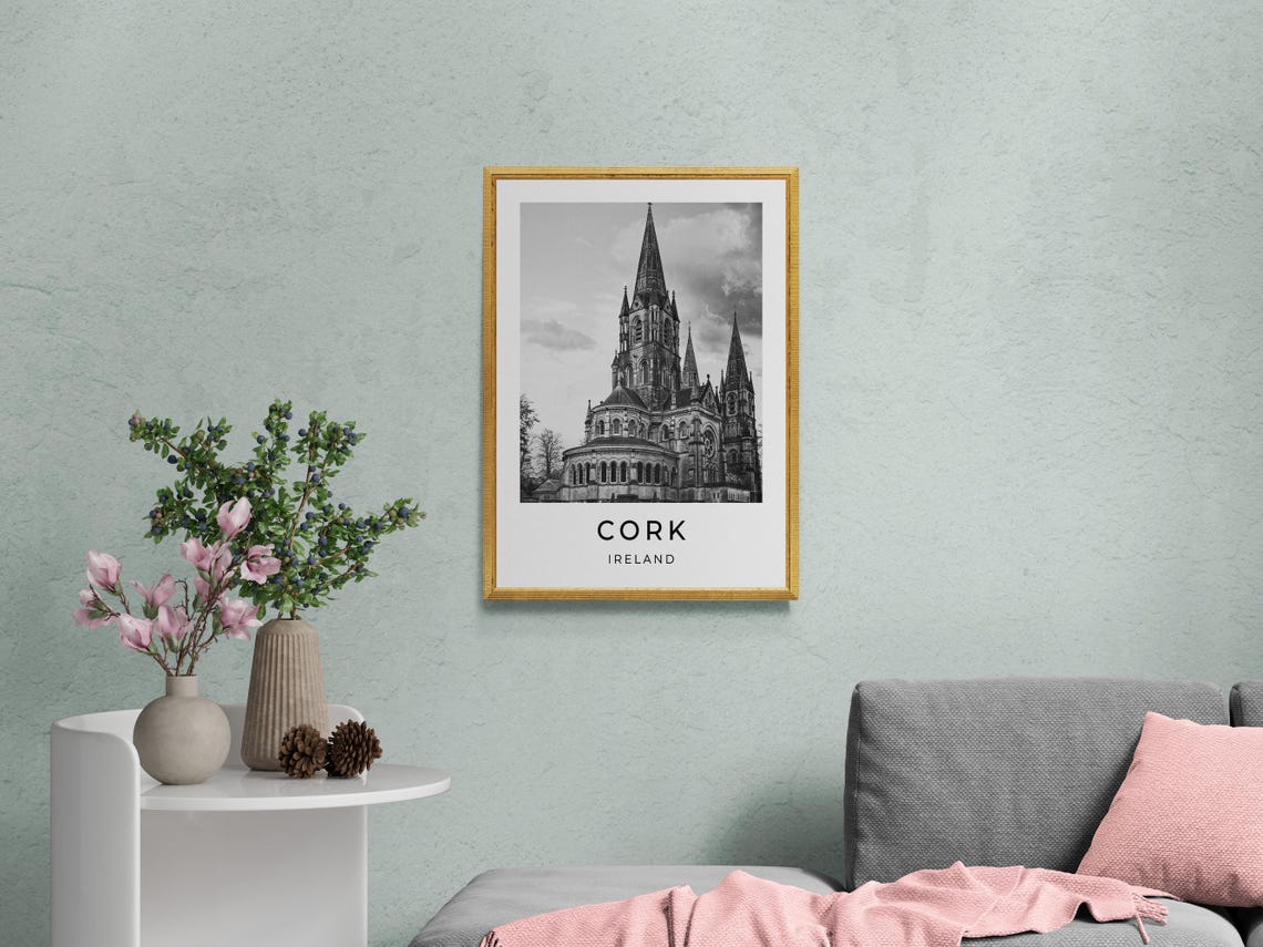 Cork Ireland St Fin Barre's Cathedral Gothic Spires City View Poster - Image 2