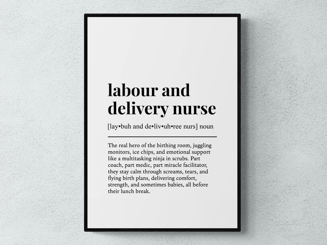 Labour And Delivery Nurse Funny Dictionary Definition Art Poster