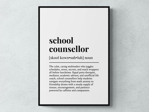 School Counsellor Funny Definition Job Work Gift Wall Art Print